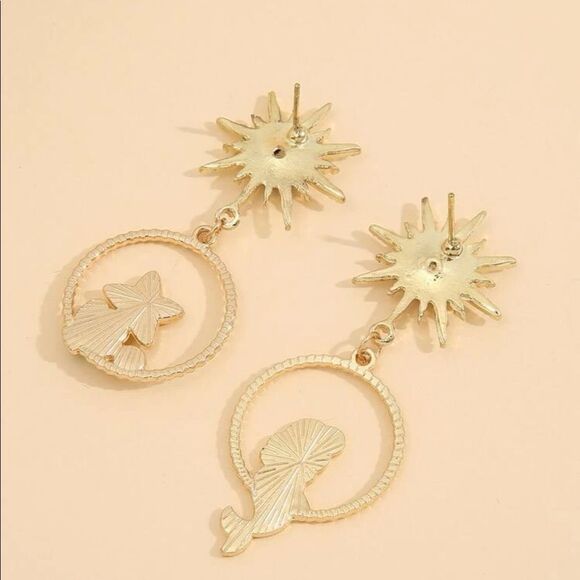 Y2K Disney Ariel Little Mermaid Starfish Ocean Charm Drop Earrings - Picture 3 of 8